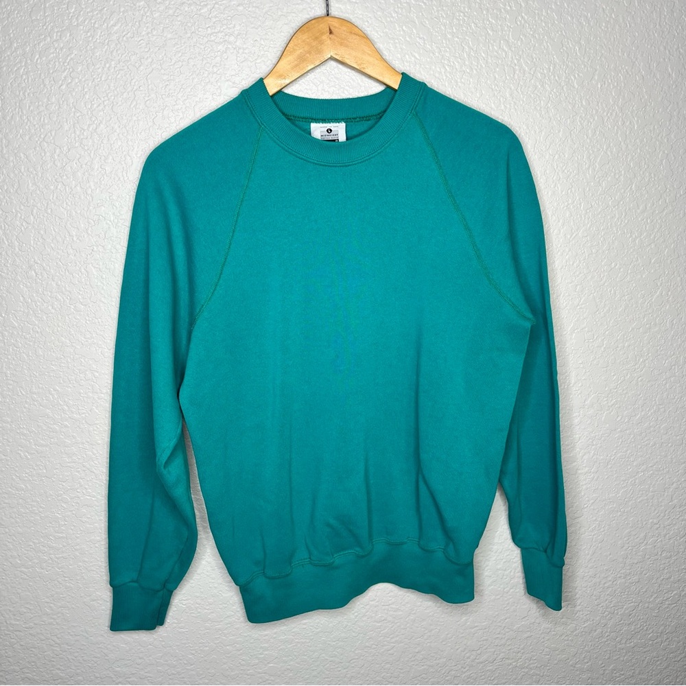 Vintage 90s Lee Teal Raglan Crewneck Sweatshirt‎ Made in USA Size Large
